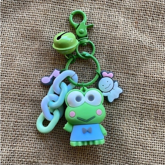 Hello kitty & Friend Keroppi Key Rink Key Fob Bell Charm 3 D  Sanrio New - Picture 5 of 6